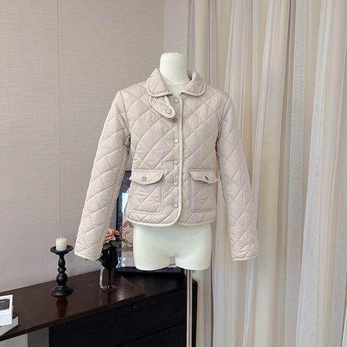 早安樊樊Rha1*老钱菱格掐腰棉服显瘦修身夹棉外套保暖棉衣女