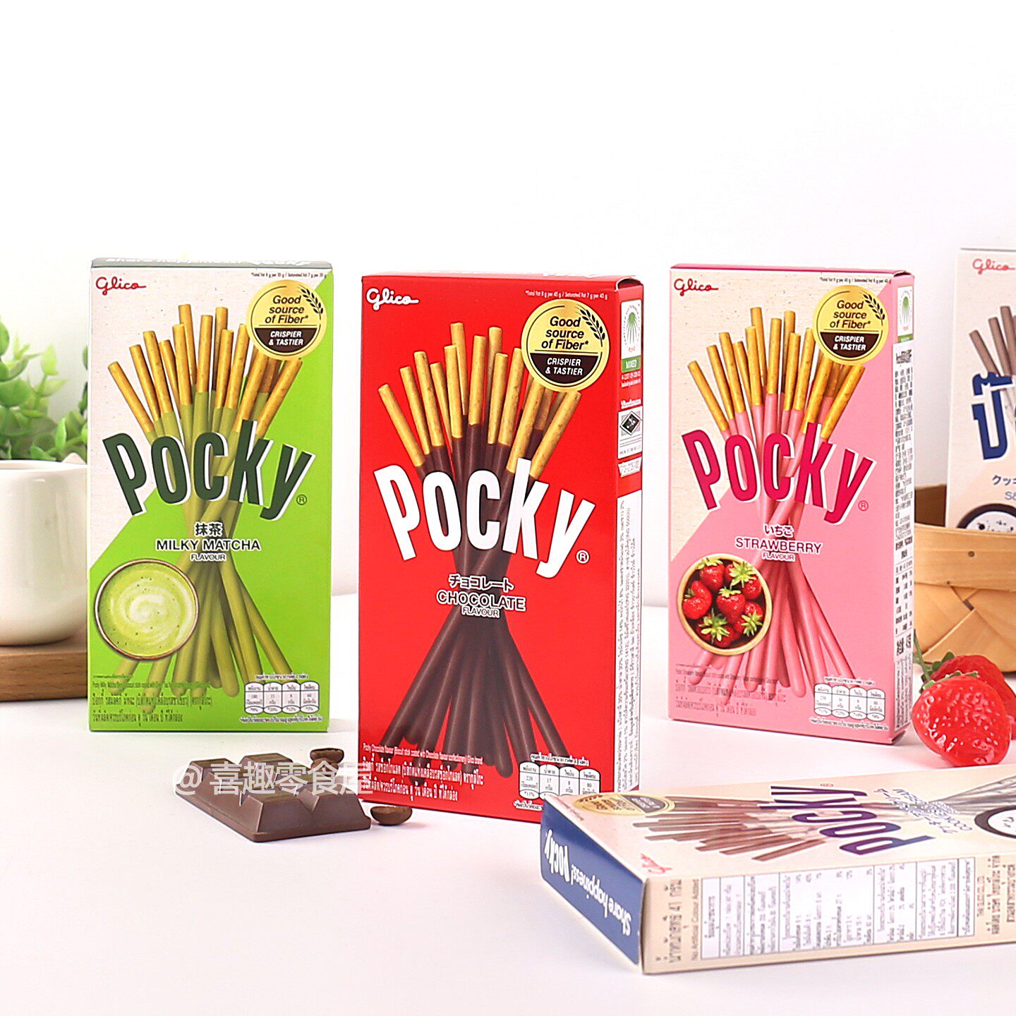 泰国pocky百奇巧克力涂层饼干棒草莓抹茶奶油曲奇多口味休闲零食