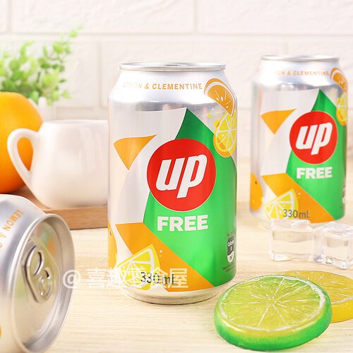 港版七喜香橙柠檬味汽水小柑橘7喜7up百事可乐碳酸饮料330ml罐装