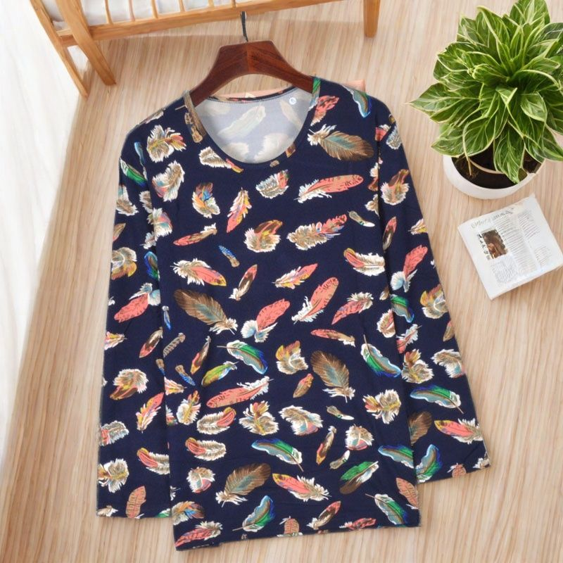 中老年人加肥全棉圆领莱卡秋衣