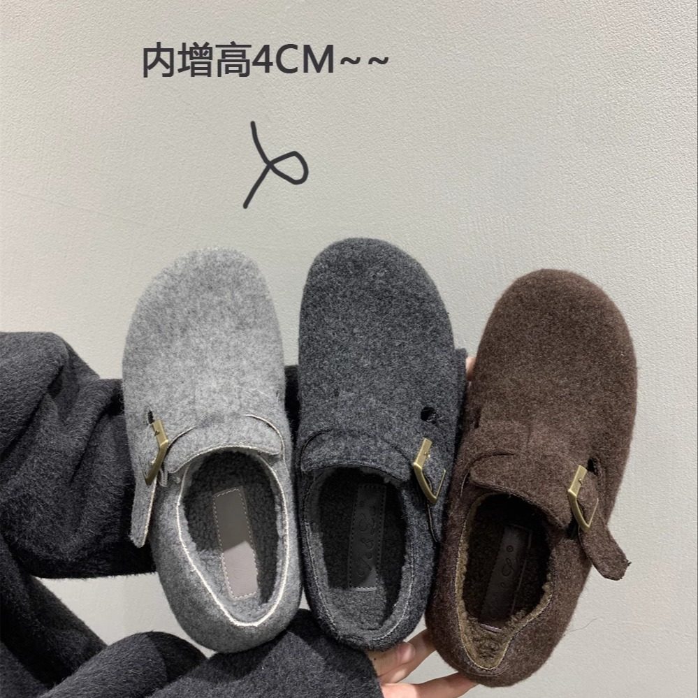 冬季毛呢料高级感保暖加绒勃肯鞋毛毛鞋女鞋软底内增高单鞋乐福鞋,女鞋,乐福鞋（豆豆鞋）,淘宝优惠券,粉丝福利购,淘宝优惠卷