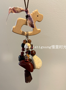 原创手工木马果壳摇铃包挂