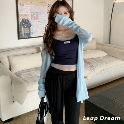 LEAPDREAM 飘逸不规则针织开衫女慵懒风宽松百搭上衣