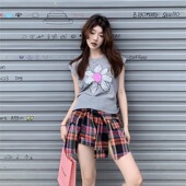 CROW 上衣 气质百搭无袖 CAIM 刺绣亮片花朵坎肩针织马甲时尚