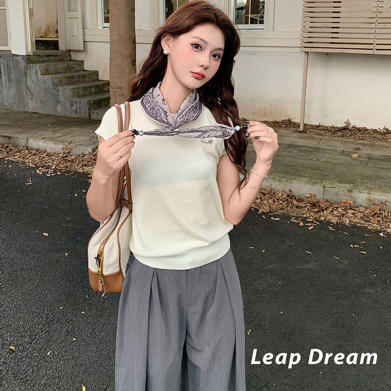 Leap Dream 民族风领巾坎肩针织衫女新款早秋百搭上衣