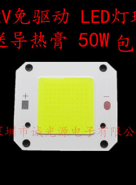 免驱动12vled灯珠超亮50w100w大功率led全光谱灯珠投光灯芯片24V