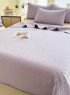 定做双面纯棉浅紫色3米大尺寸床盖加大加宽床单夹棉加厚四季通用