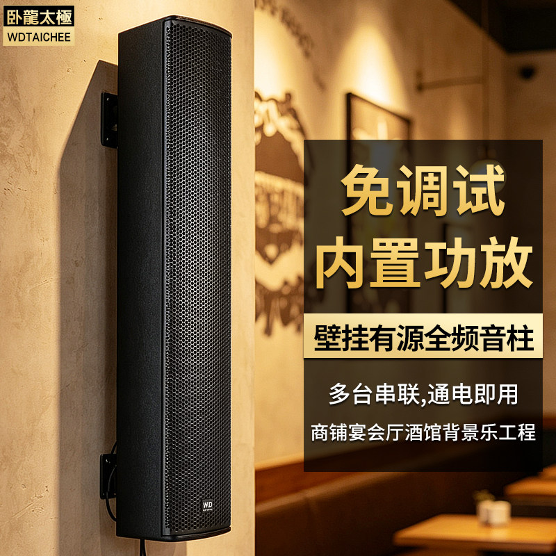 WD卧龍太極 专业会议有源全频音柱内置功放多功能报告厅壁挂音箱