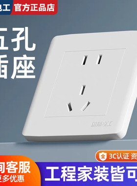 国际电工86型白色双控开关暗装插座面板USB墙壁电源5五孔插座家用