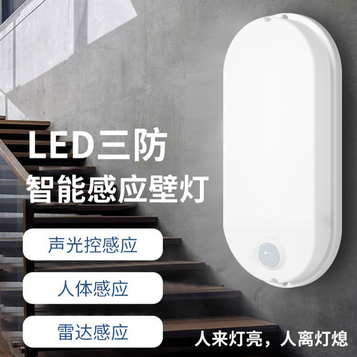智能红外人体三防壁灯过道声控灯