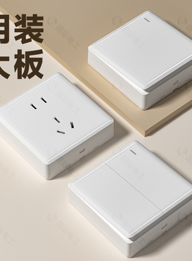 TEP国际电工家用白色明装明盒开关插座面板墙壁电源20孔全屋套餐