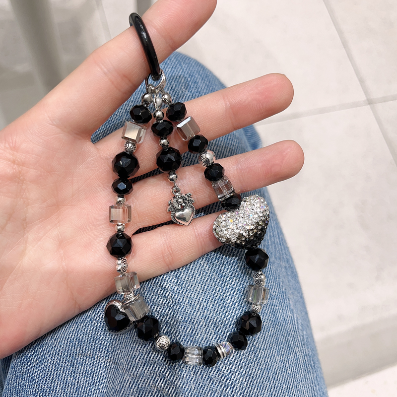 ins风爱心水钻手机链甜酷