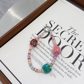 小红书同款 天然贝壳毛线珠珠手机链彩色软萌少女饰品百搭钥匙挂件