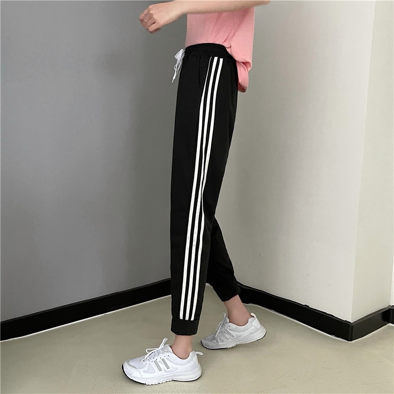 Real shot spring and autumn thin sports pants women's loose large size slim corset casual Harem Pants