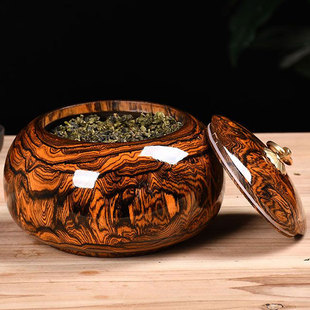 墨西哥黄花梨木质茶叶罐围棋罐实木掏空密封便捷储茶罐中式复古风