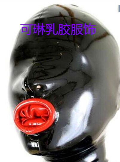 一次成型乳胶头套全包面具全封闭带凹套胶衣 LATEX HOOD MASK