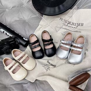 洋气蝴蝶结银色儿童单鞋 女童皮鞋 甜美公主鞋 春季 LLWN633 新款