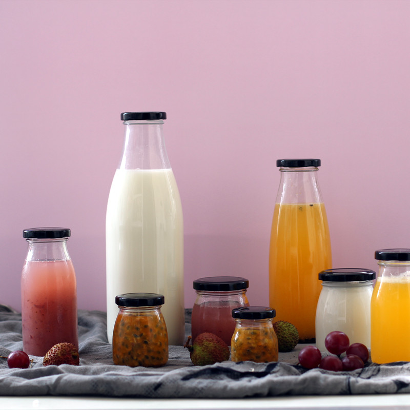 手工牛奶铁盖玻璃瓶果酒瓶