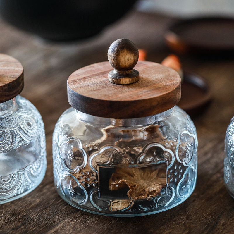 食品级加厚海棠花咖啡豆储物罐