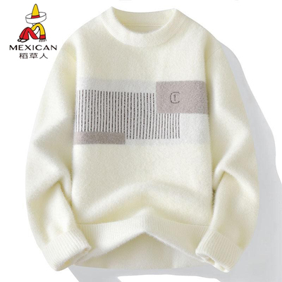 稻草人圆领水貂绒圆领毛衣针织衫