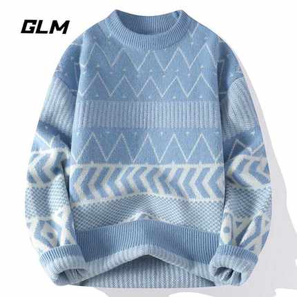 GLM秋冬季加厚针织打底衫2025新款潮牌高级感日系复古圆领毛衣男
