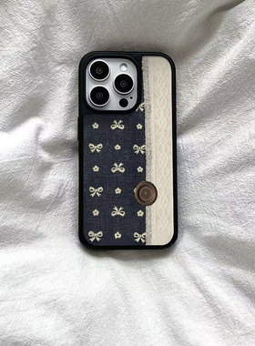 ins风复古蝴蝶结黑边软壳磁吸适用苹果iPhone17promax手机壳1615pro小米1415Pro华为mate60p70三星S23防摔