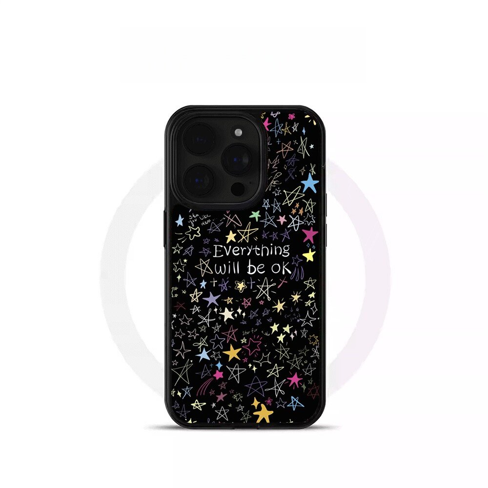 ins满屏五角星亚克力黑边磁吸适用苹果iPhone16promax手机壳1312pro小米1415Pro华为mate60p70三星S23防摔