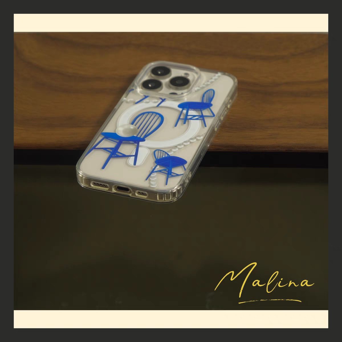 ins夏日艺术珍珠椅亚克力磁吸手机壳适用于iPhone16promax手机壳苹果15tpu14简约131278xs新款透明防摔手机壳