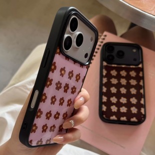 ins风复古满屏小花黑边软壳磁吸适用苹果iPhone17promax手机壳1615pro小米1415Pro华为mate60p70三星S23防摔