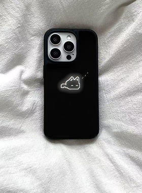 ins可爱瞌睡小猫亚克力黑边磁吸适用苹果iPhone16promax手机壳1312pro小米1415Pro华为mate60p70三星S23防摔