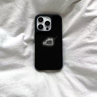 ins可爱瞌睡小猫亚克力黑边磁吸适用苹果iPhone16promax手机壳1312pro小米1415Pro华为mate60p70三星S23防摔