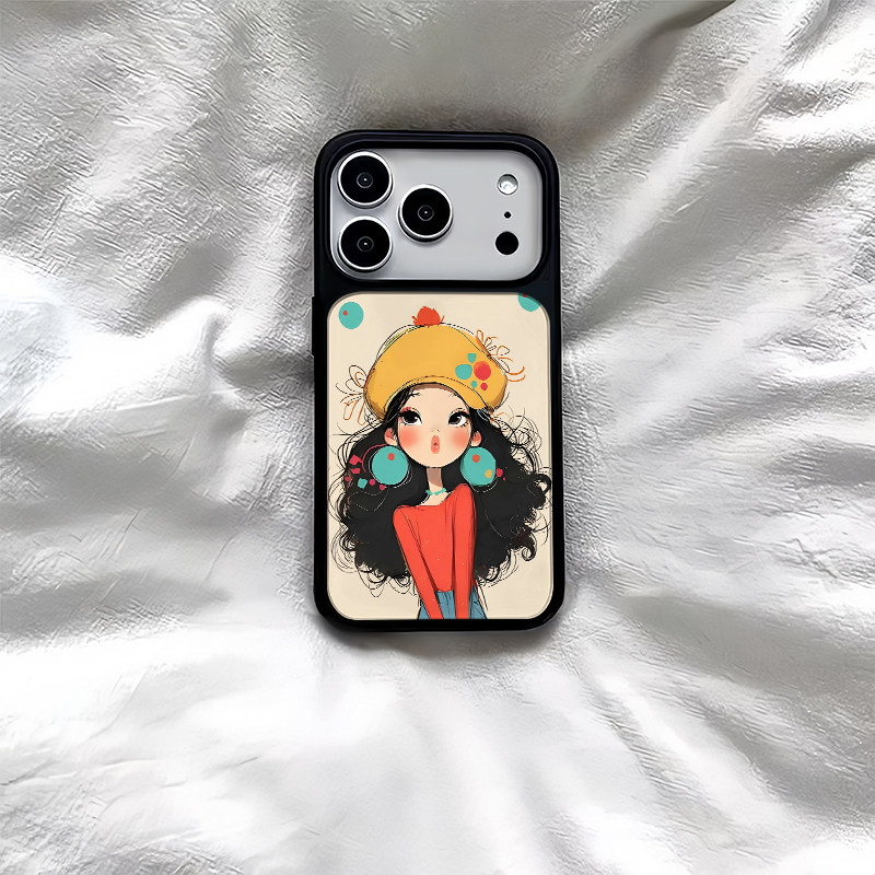 ins风可爱女人黑边软壳磁吸适用苹果小米iPhone17prom