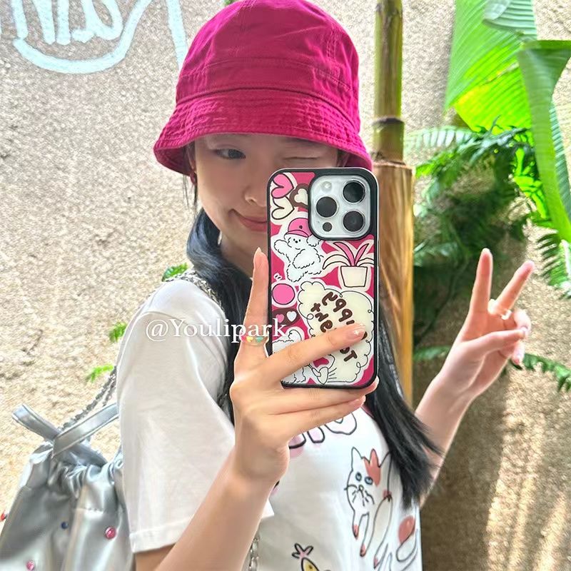 ins卡通可爱小狗亚克力黑边磁吸适用苹果iPhone16promax手机壳1312pro小米1415Pro华为mate60p70三星S23防摔