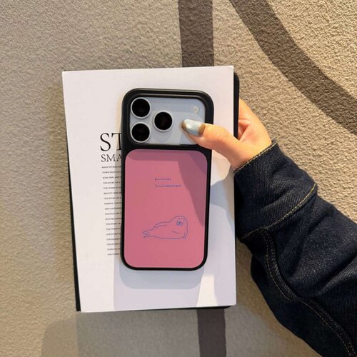 ins风复古海豹黑边玻璃磁吸适用苹果iPhone18promax手机壳1716pro小米1514Pro华为mate80p90荣耀vivooppo防摔