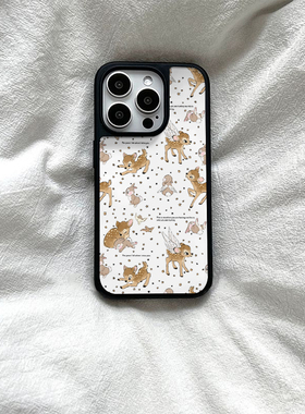 ins可爱星星小鹿亚克力黑边磁吸适用苹果iPhone16promax手机壳1312pro小米1415Pro华为mate60p70三星S23防摔