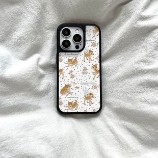 ins可爱星星小鹿亚克力黑边磁吸适用苹果iPhone16promax手机壳1312pro小米1415Pro华为mate60p70三星S23防摔