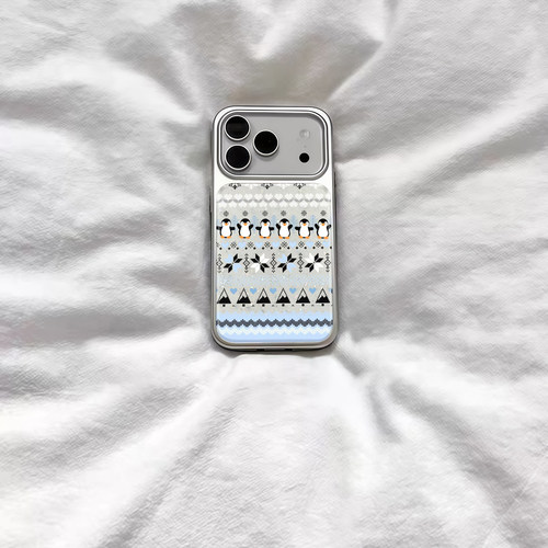 ins风可爱费尔岛企鹅电镀银磁吸适用苹果iPhone17promax手机壳1615pro小米1415Pro华为mate60p70三星S23防摔