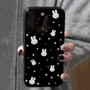 黑色星星米菲兔适用苹果16promax新款iPhone15手机壳女生1314高级感小众不撞款12防摔二合一菲林11保护套plus