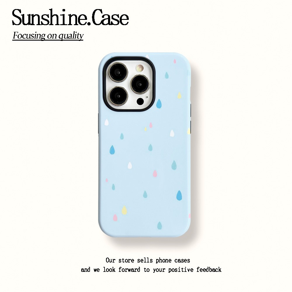 ins风蓝色雨滴适用于苹果16promax手机壳iPhone15华为小米14plus荣耀13pro12菲林壳二合一x防摔11oppovivo11