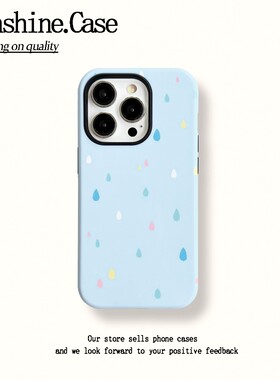 ins风蓝色雨滴适用于苹果16promax手机壳iPhone15华为小米14plus荣耀13pro12菲林壳二合一x防摔11oppovivo11