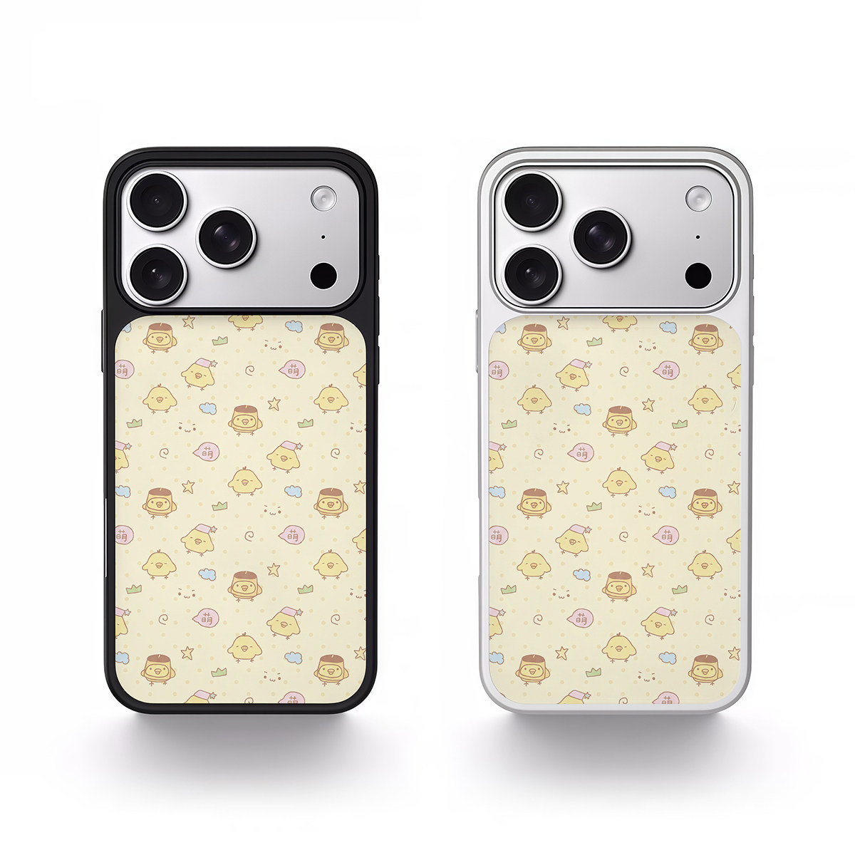 ins可爱小鸡插画黑边电镀银磁吸适用苹果iPhone17promax手机壳1615pro小米1415Pro华为mate60p70三星S23防摔