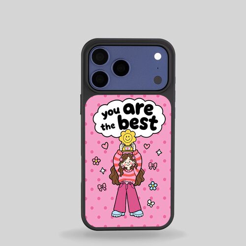 ins风可爱女孩黑边玻璃磁吸适用苹果小米iPhone17promax手机壳1613pro小米1415Pro华为mate80p90三星S25防摔