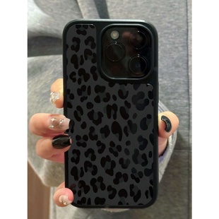 ins豹纹复古个性 亚克力黑边磁吸适用苹果iPhone16promax手机壳1312pro小米1415Pro华为mate60p70三星S23防摔