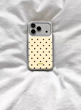 ins简约黄色复古波点电镀银磁吸适用苹果iPhone17promax手机壳1615pro小米1415Pro华为mate60p70三星S23防摔