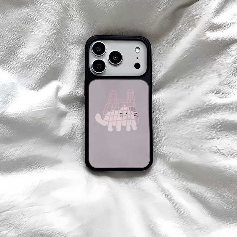ins风袋子小猫黑边软壳磁吸适用苹果小米iPhone17promax手机壳1613pro小米1415Pro华为mate60p70三星S23防摔