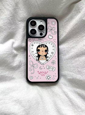ins风可爱爱心玉儿黑边软壳磁吸适用苹果iPhone17promax手机壳1615pro小米1415Pro华为mate60p70三星S23防摔