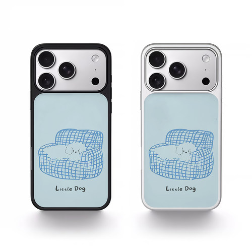 ins复古沙发小狗黑边电镀银磁吸适用苹果iPhone17promax手机壳1615pro小米1415Pro华为mate60p70三星S23防摔
