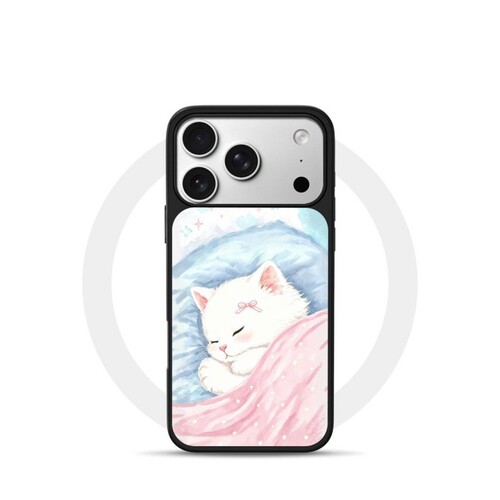 ins风睡觉猫咪黑边玻璃磁吸适用苹果iPhone18promax手机壳1716pro小米1514Pro华为mate80p90荣耀vivooppo防摔