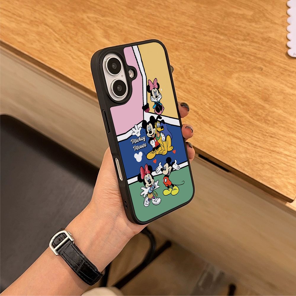 米奇米妮个性原创亚克力黑边磁吸适用苹果iPhone16promax手机壳1315pro小米14Pro华为mate60p70三星S23防摔