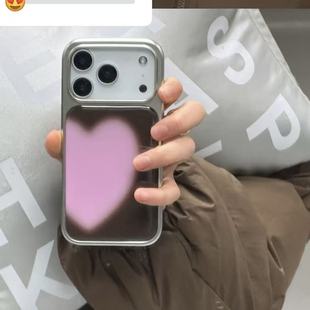ins古早个性 复古爱心电镀银磁吸适用苹果iPhone17promax手机壳1615pro小米1415Pro华为mate60p70三星S23防摔